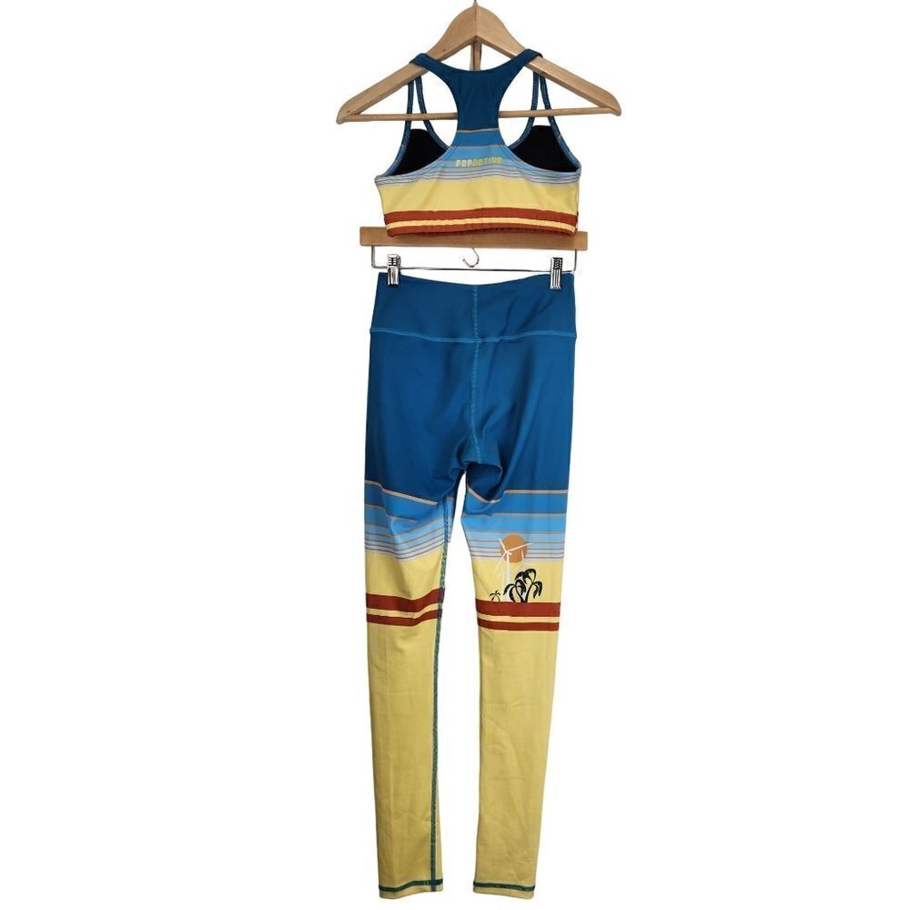 Popactive By Poprageous Dream Legging Sports Bra Set Small Palm Springs Striped - Picture 4 of 8